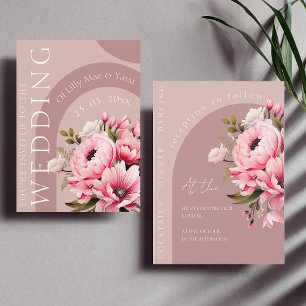 Invitation Floral Dusty rose Fleur sauvage Jardin d'été maria