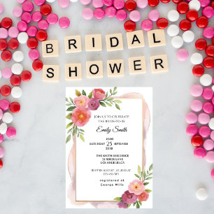 Invitation Floral Elegant Aquarelle Fête des mariées chic