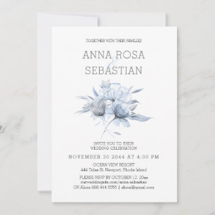 Invitation *~* Floral Elegant AR15 MARIAGE Blue Rose RSVP +