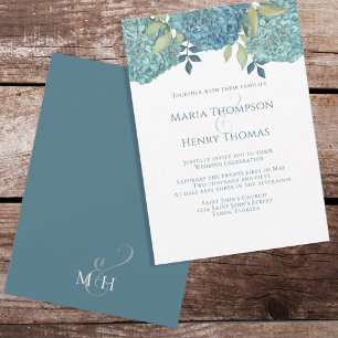 Invitation Floral Elegant Blue Hydrangea Jardin Simple