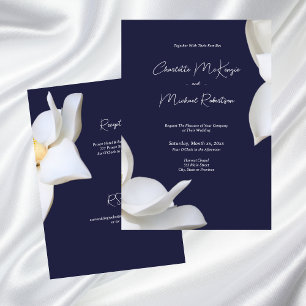 Invitation Floral élégant de Magnolia blanc sur Mariage de ma