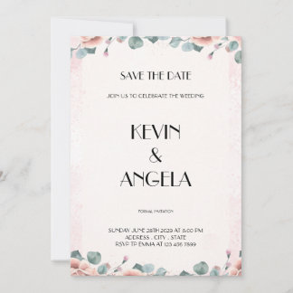 Invitation Floral Élégant Enregistrer La Date De L'Invitation