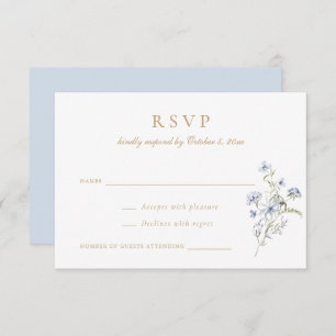 Invitation Floral Elegant Fleur sauvage Dusty Blue Wedding RS