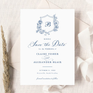 Invitation Floral Elegant Rose Crest Monogramme Enregistrer l