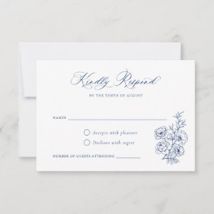 Invitation Floral Élégant script de calligraphie Rose bleu RS