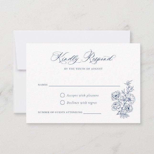 Invitation Floral Élégant script de calligraphie Rose bleu RS (Devant)