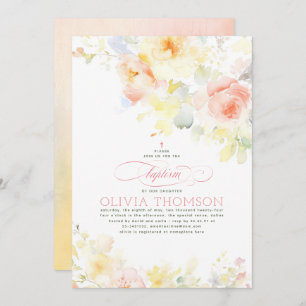 Invitation Floral Elegant Soft Girl's Baptism