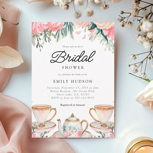 Invitation Floral Elegant Tea Party (Créateur téléchargé)