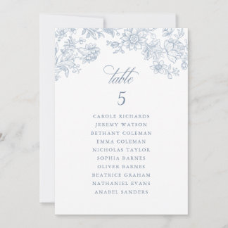 Invitation Floral Elegant Vintage Dusty Blue Seating Chart