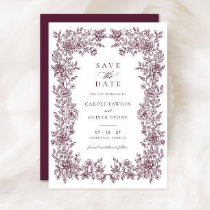Invitation Floral Elegant Vintage Frame Wedding Enregistrer l