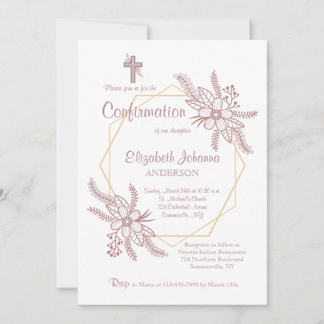 Invitation Floral Embrasse L'Invitation Religieuse (Devant)