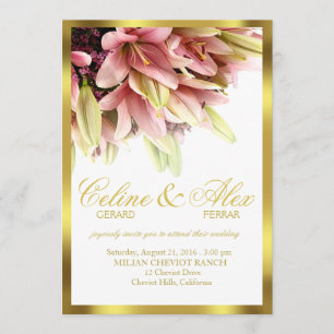 Invitation Floral Embrasser rose Calla Lilies Mariage