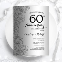 Floral en argent diamant 60e anniversaire