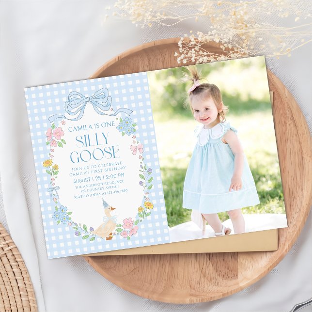 Invitation Floral En vichy 1er anniversaire (Créateur téléchargé)