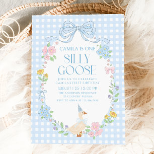 Invitation Floral En vichy 1er anniversaire