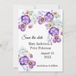 Invitation Floral enregistrer la date des volets violets