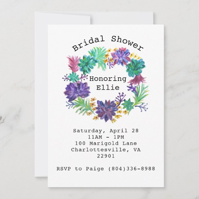 Invitation floral et succulent de Fête de la (Devant)