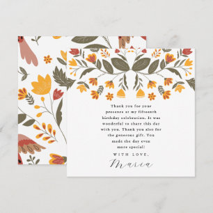 Invitation Floral Fiesta coloré 15ème anniversaire Merci