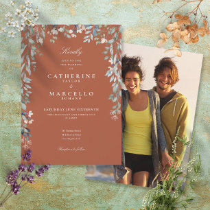 Invitation Floral Fleur sauvage Terracotta Mariage photo