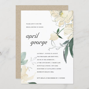 Invitation FLORAL FLORAL EN IVORY VERT CLAIR FÊTE 