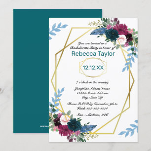 Invitation Floral Floral Mod Vert Turquoise - Bachelorette