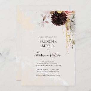 Invitation Floral flush moderne Brunch en marbre et bulle