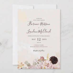 Invitation Floral flush moderne   Simple Mariage Décontracté 