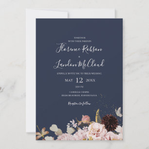 Invitation Floral flush moderne   Simple Mariage Décontracté