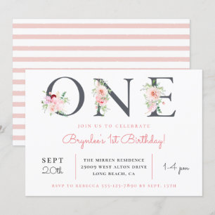 Invitation Floral flush ONE   1er anniversaire