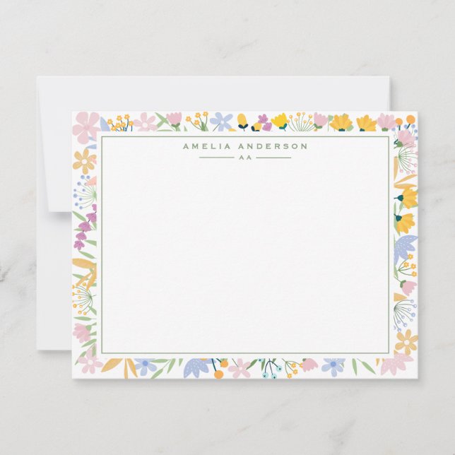 Invitation Floral Garden Frame Note Card (Devant)