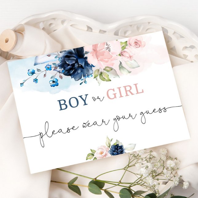 Invitation Floral genre révéler garçon ou fille porter votre  (Créateur téléchargé)