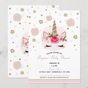 Invitation Floral Glam Gold Parties scintillant Baby shower U