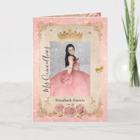 Floral Gold Blush rose Quinceañera Photo Plié