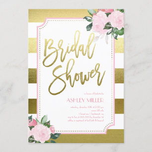 Invitation Floral Gold Faux Foil Fête des mariées