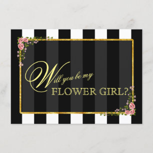 Invitation Floral Gold Foil VOUDREZ-VOUS ÊTRE MA FILLE FLEURI