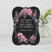 Floral gothique rose Enregistrer la date