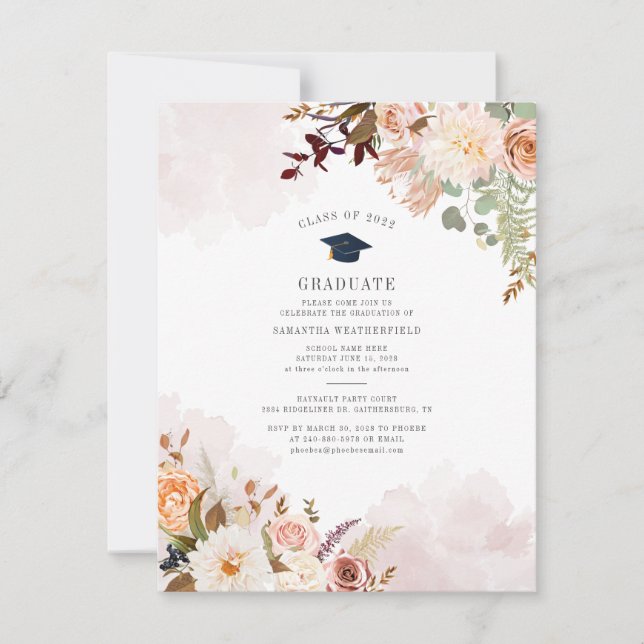 Invitation Floral Grad Class of 2025 Graduation Party (Devant)