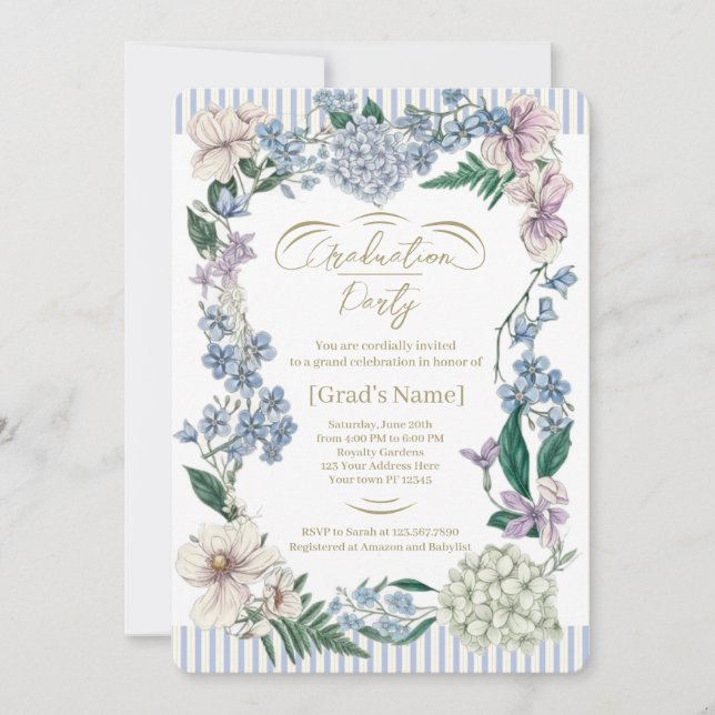 Invitation Floral Graduation Party (Devant)