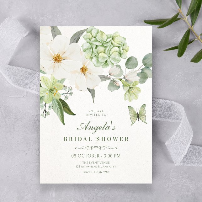 Invitation Floral green bridal shower (Créateur téléchargé)