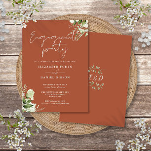 Invitation Floral Green Terracotta Partie d'engagement