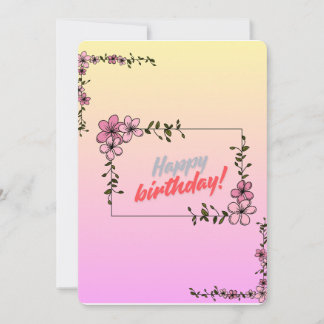 Invitation Floral Happy Birthday Card