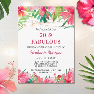 Invitation Floral hawaïen tropical 50e anniversaire