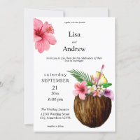 Floral hawaïen tropical et Mariage de noix de coco