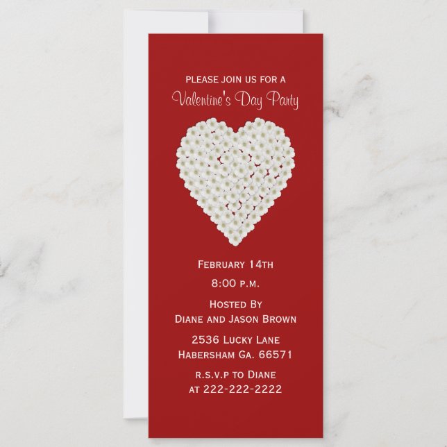 Invitation Floral Heart Valentine's Day (Devant)