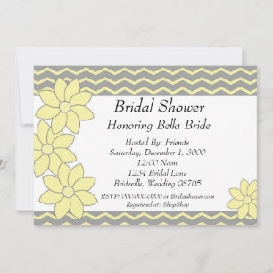 Invitation Floral jaune et gris d'invitation de Fête de la