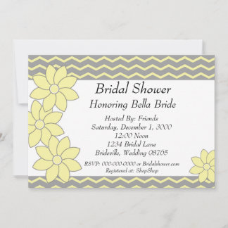 Invitation Floral jaune et gris d'invitation de Fête de la