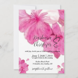 Invitation Floral, joli hibiscus fuchsia Mariage