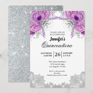 Invitation Floral Lace Quinceanera