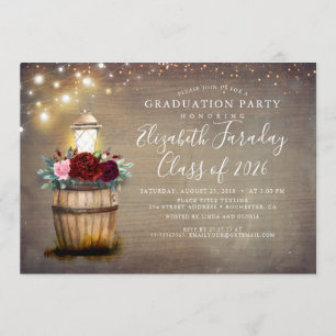 Invitation Floral Lanterne Rustique Pays Automne Graduation