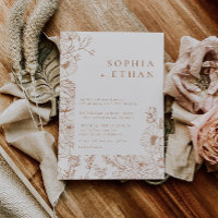 Floral Line Art Terracotta Mariage